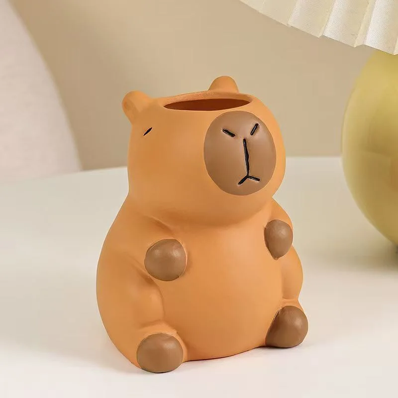 Cute Capybara Style Pen Holder Makeup Brush Organizer Creative Storage for Office Desk Decor Stationery Container