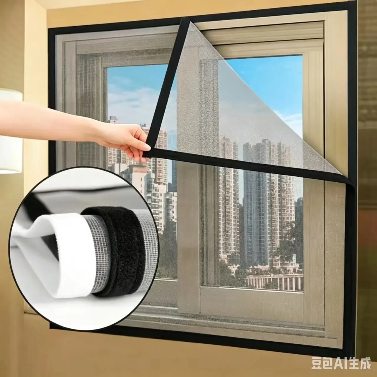 1PC Self-Adhesive Insect-Repellent Window Screen Curtain Solid Color Mosquito Net for Home Bedroom Pet Isolation