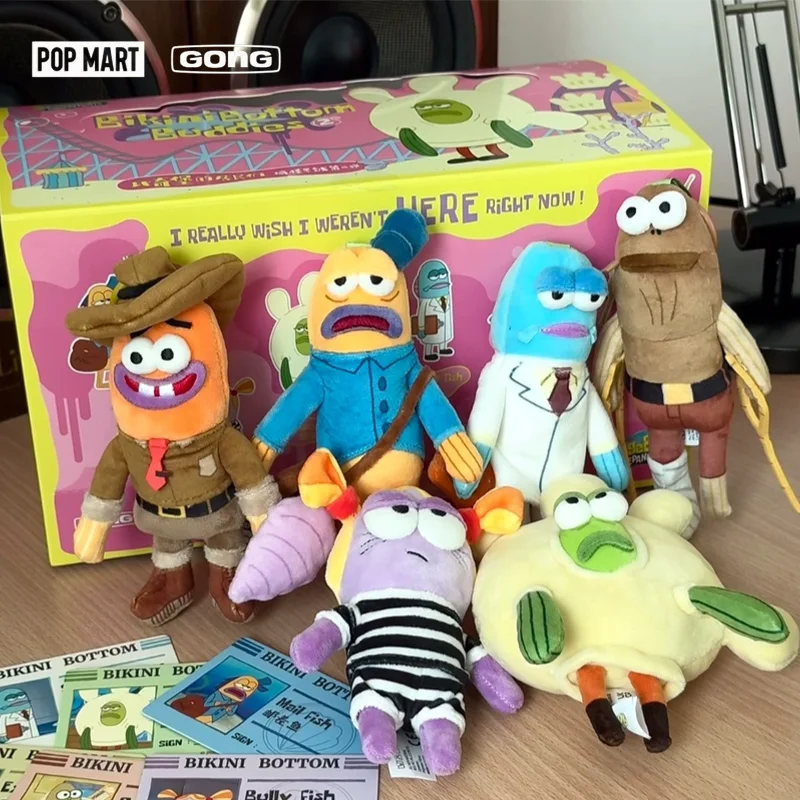 POP MART GONG Plüsch-Blindbox-Serie 2 Bully Fish Spongebob Schwammkopf Lustiges Spielzeug Bikini Bottom Charakter für Erwachsenen-Sammlung