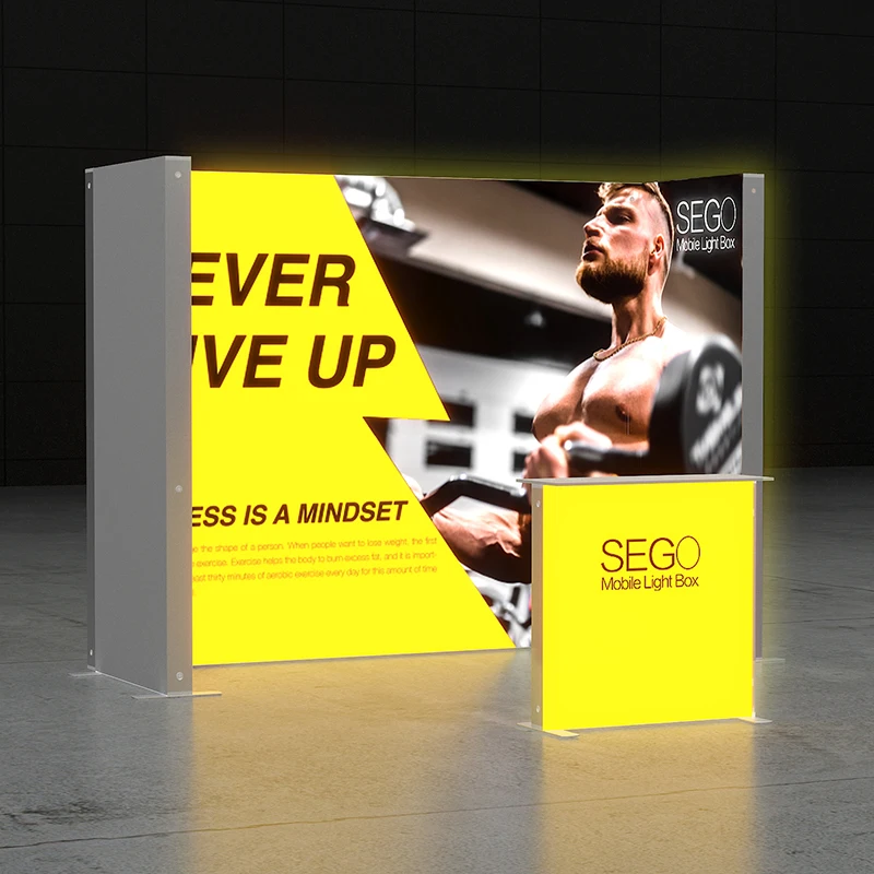 SEGO 10x8ft Small LED Advertising Trade Show Booth Easy Set up Modular Aluminum Exhibition Stands Display for Event view 2
