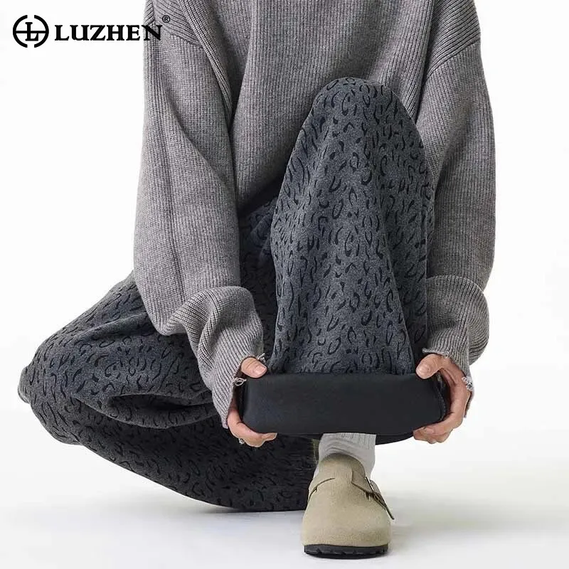 

LUZHEN 2025 Winter Original Fleece Brushed Liner Thickened Warm Straight Trousers Men's Stylish Korean Elegant Male Pants JY5170