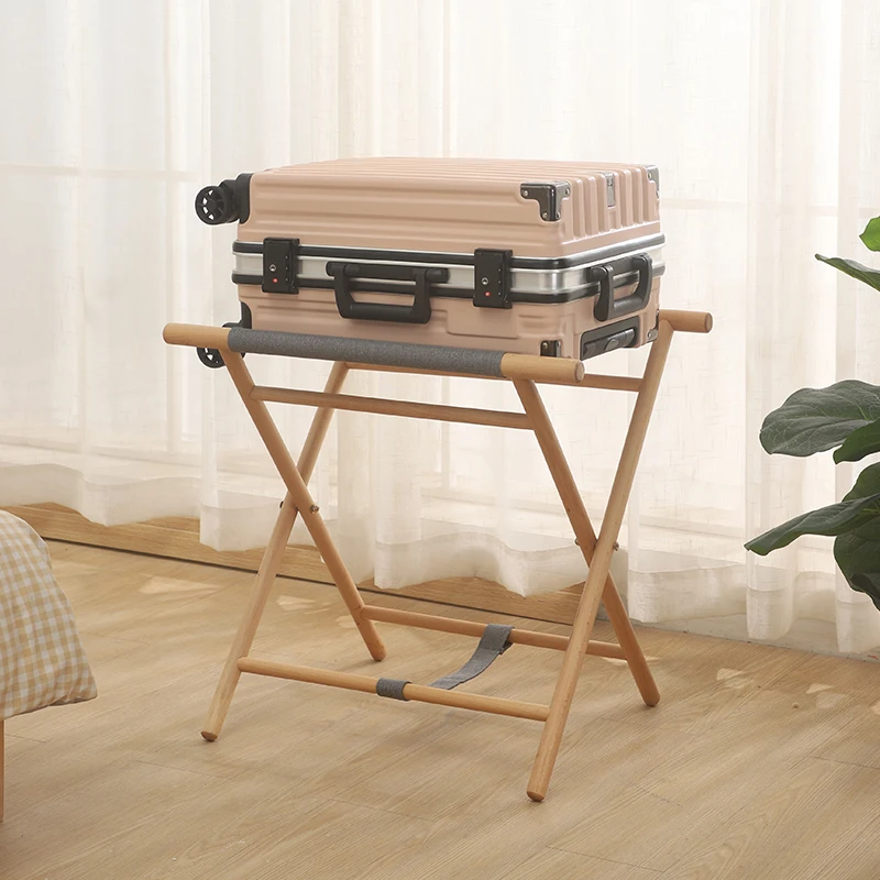 فندق رف أمتعة خشب متين المنزل ضيف تخزين الرف عنبر طبقة مزدوجة للطي تخزين الرف Bagageiro الأثاث التجاري #1