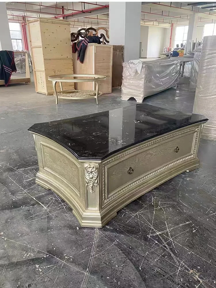 Customizable American old solid wood carving flower coffee table antique