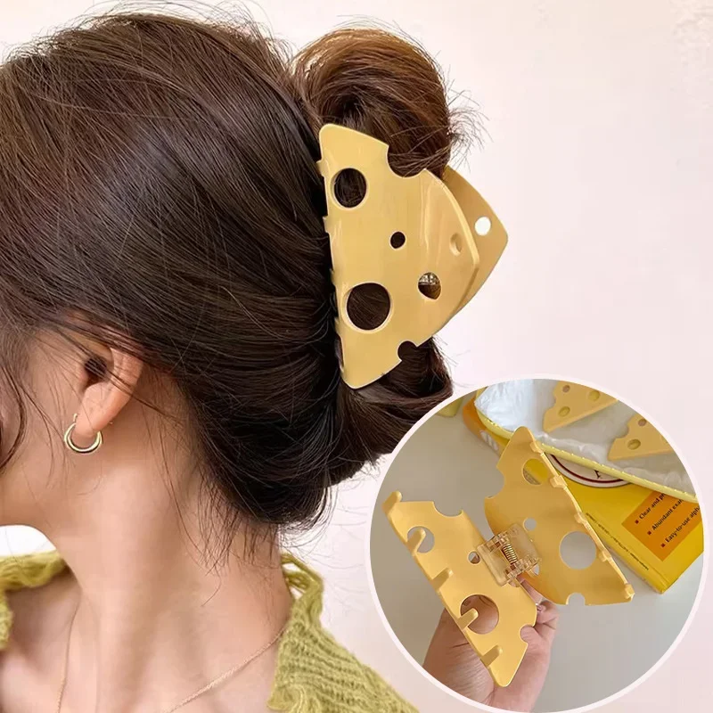 

Korean Style Hairpin Solid Color Acrylic Cheese Hair Clips Elegant Women Funny Food Shark Cawl Clip Girls Hair Accessories