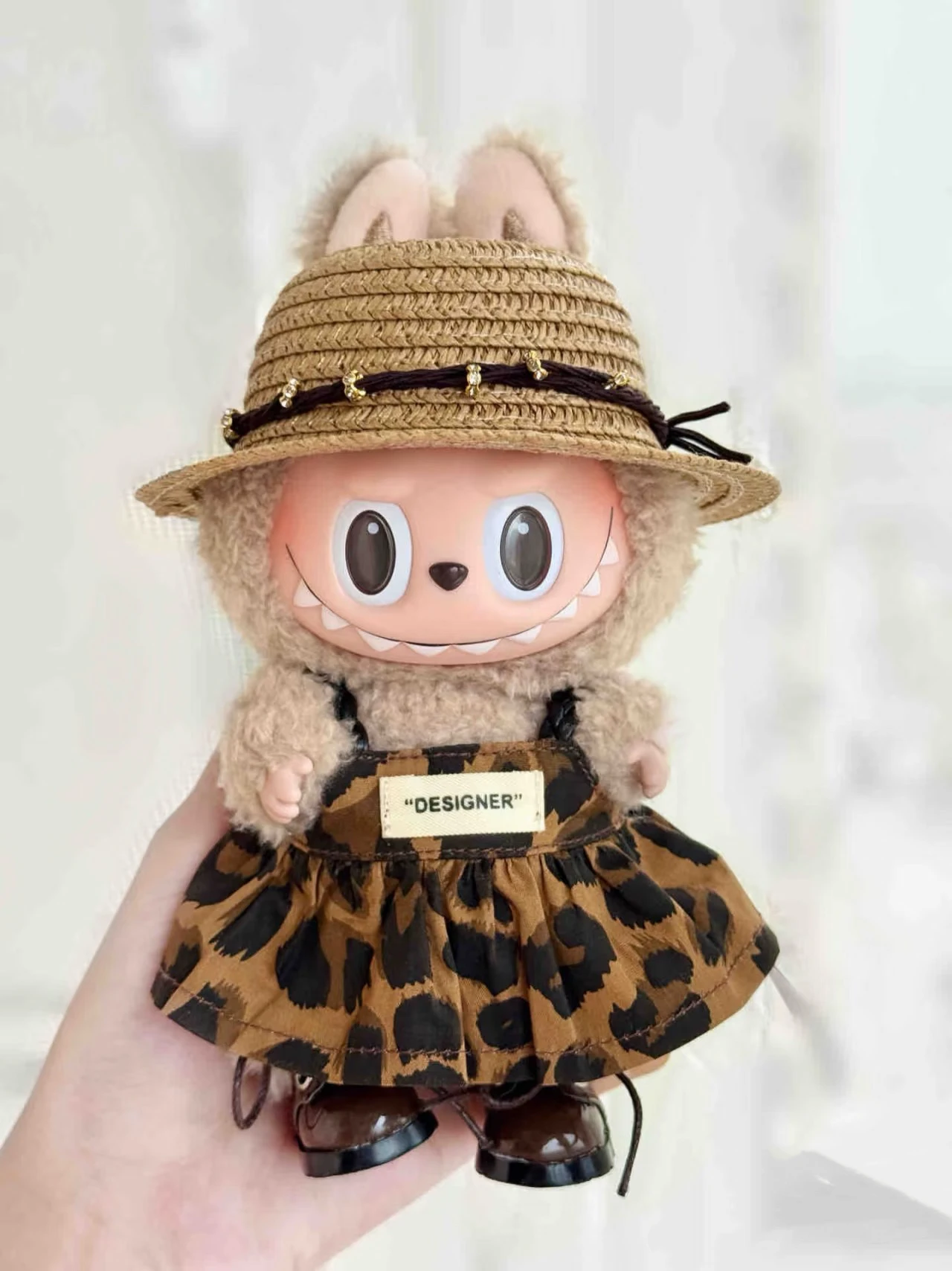 For 15-17cm Labubu Doll Clothes DIY Mini Doll Clothes Outfit Accessories and Leopard Print Dress Skirt Birthday Gift Children's