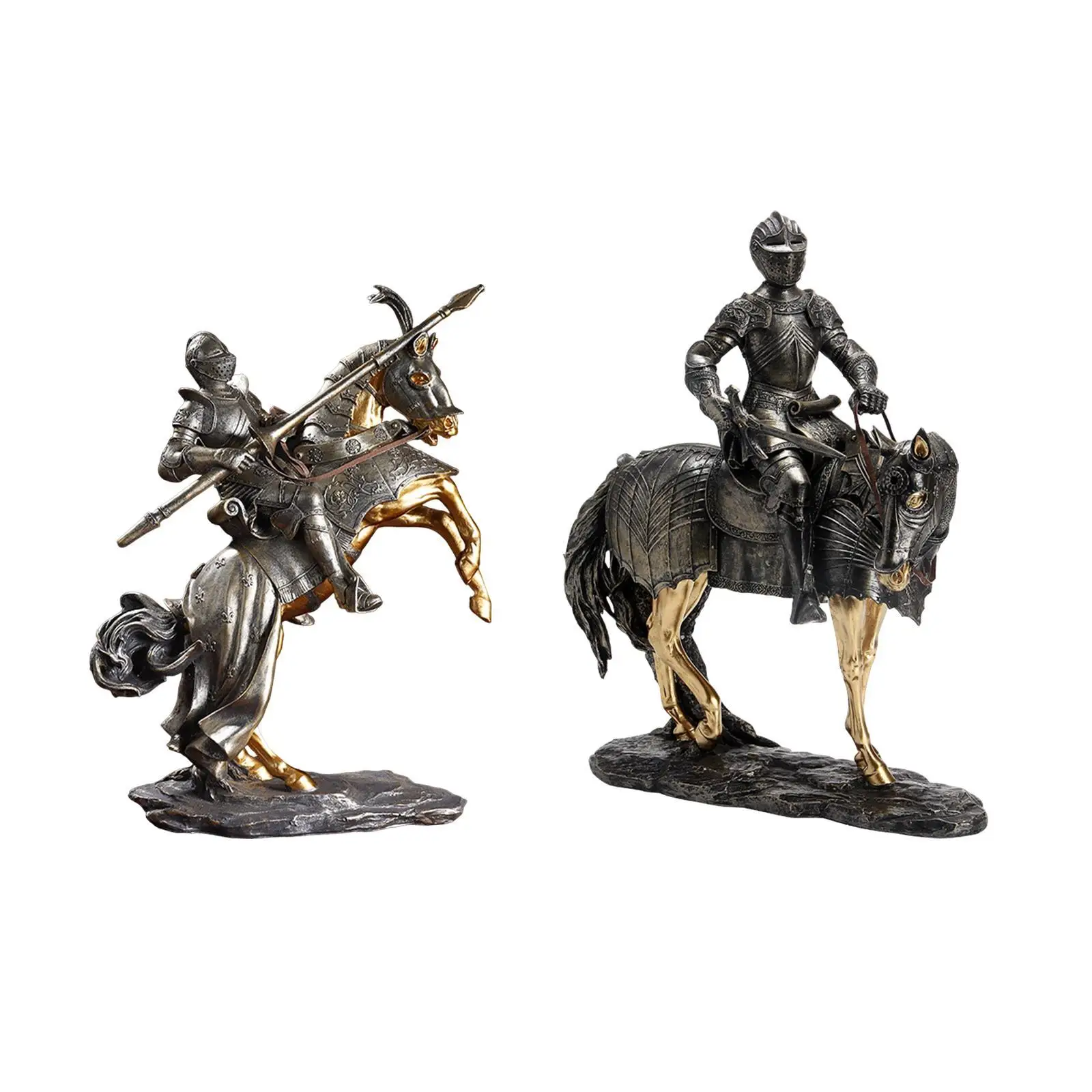 Resin Figurine Armor Knight Statue Decoration Collectible Ornament Sculpture for Bookshelf Bedroom Living Room Hallway Desk