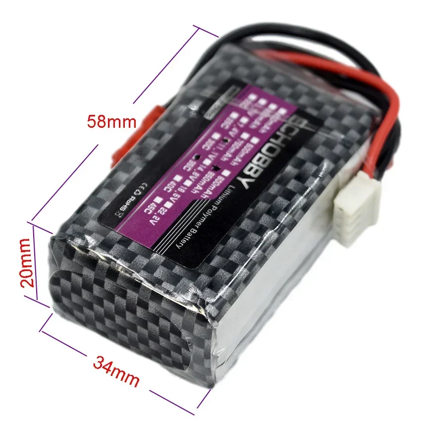 

11.1V 3S 850mAh 35C LiPO Battery JST plug for RC Model Airplane Helicopter Racing Multirotor FPV Drone