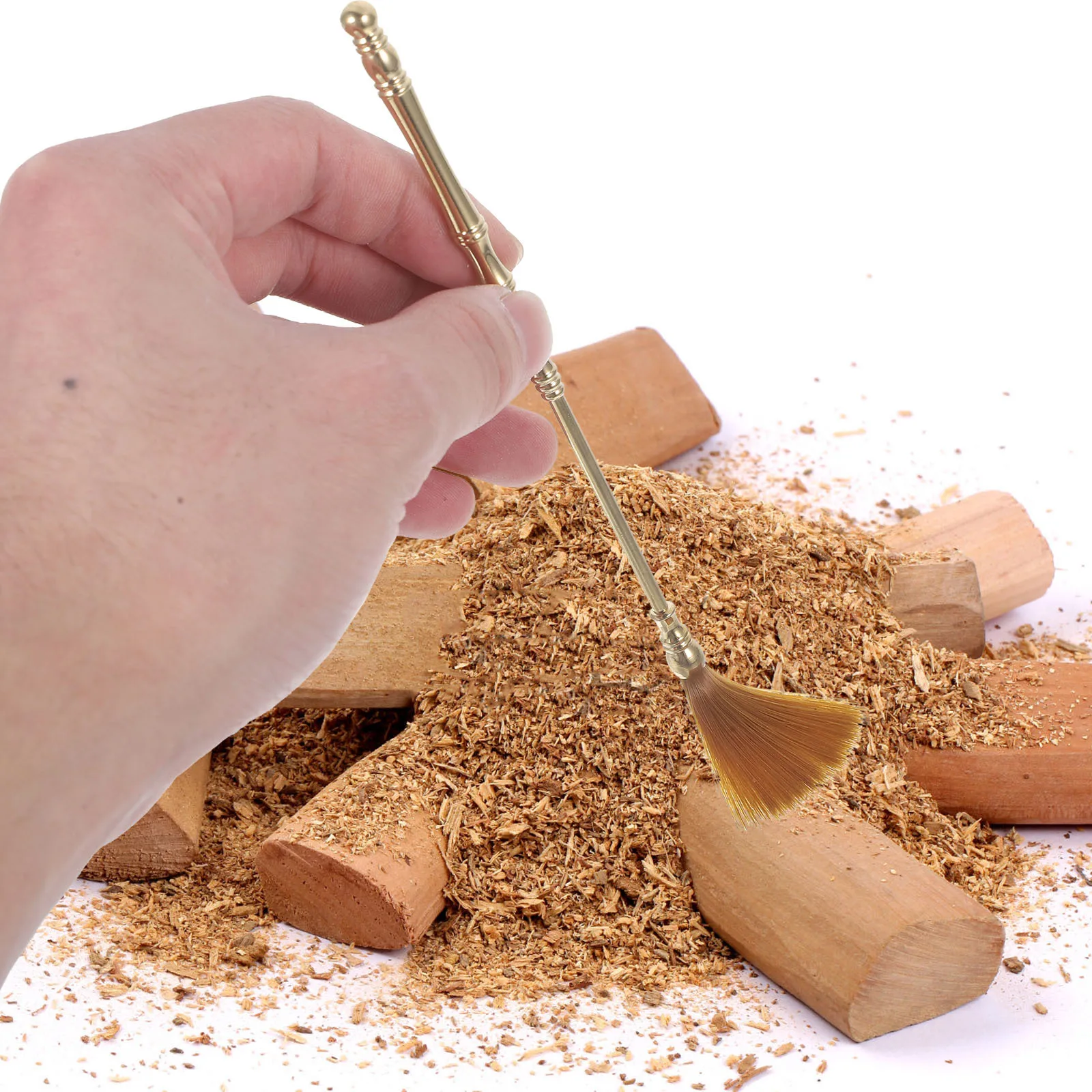 

1Set Vintage Copper Incense Press Tool Portable Ash Brush Set Household Incense Accessory for Home Office Meditation