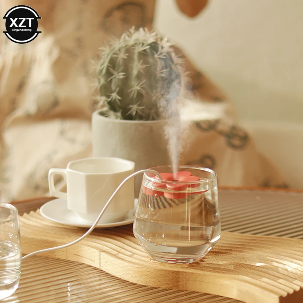 USB Portable Mini Petal Shape Air Humidifier Ultrasonic Aromatherapy Diffusers for Home Plants Purifier