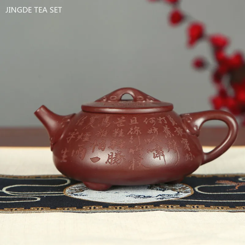 

Authentic Yixing Tea Pots Purple Clay Stone Scoop Teapot Beauty Kettle Raw Ore Handmade Boutique Tea Set Tie Guanyin 240ml