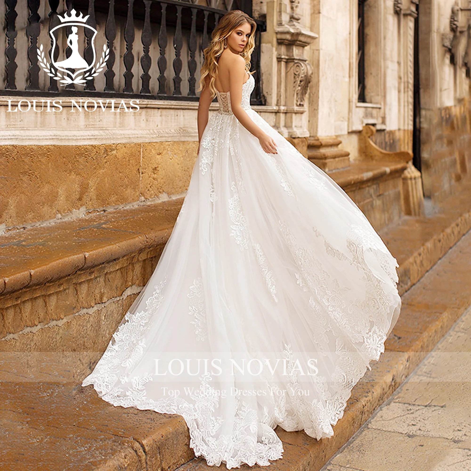 Louis novias 2 em 1 sereia vestido de casamento sem alças apliques miçangas rendas trem destacável vestido de casamento vestidos de novia