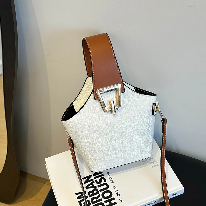 

Новая повседневная, контрастные цвета, модная сумка через плечо, модная легкая портативная сумка-ведро роскошного дизайна для женщин