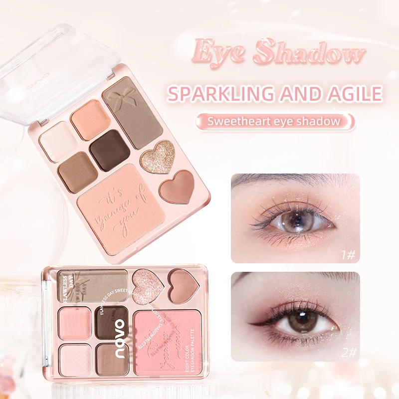 NOVO Hush'S Day Sweet Eight Color Eye Shadow Disc One Disc Contains Eye Shadow+Powder Blusher+Facial Makeup, Lasting
