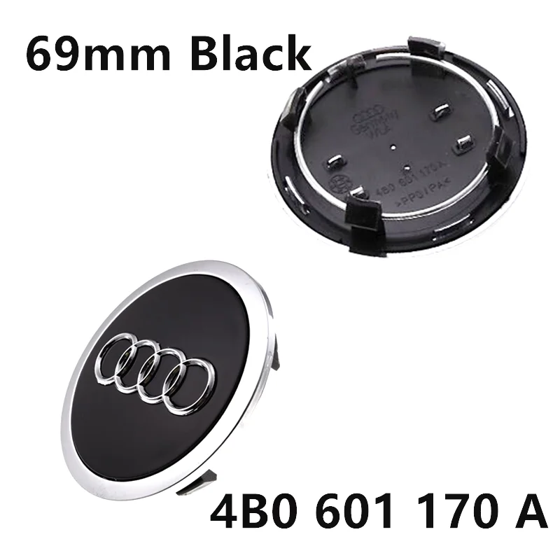 40 Pcs 4B0 4M0 8D0 69mm 68mm 61mm 60mm Car Wheel Center Caps Badge Logo Emblem Rim Hubcap Hub Cover Auto Accessories Black Grey