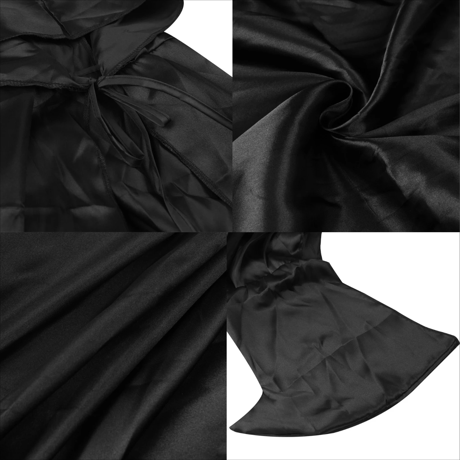 عباءة الهالوين الناعمة للجنسين بغطاء للرأس رداء أسود ساحرة طويلة كيب أزياء تنكرية دعامة أداء الحفلات لوازم تزيين العطلة