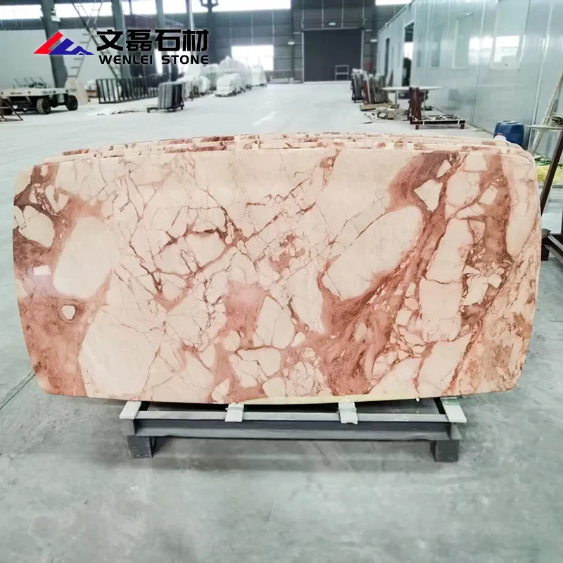 Italian Light Luxury Modern Simple Marble Dining Table Pink Household Rectangular Round Table