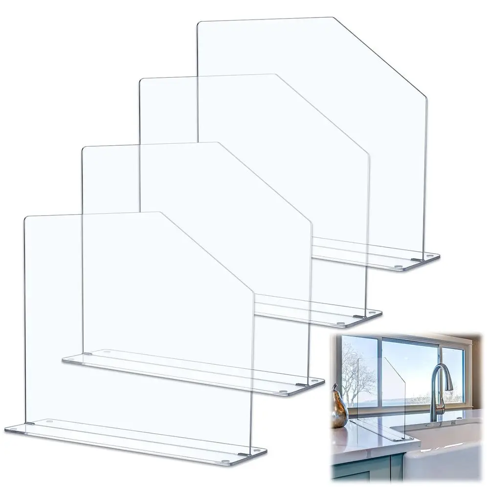 

4 шт. акриловый брызговик для раковины, отдельно стоящий панельный барьер с вырезом, защитный барьер от брызг (19 длина, высота 18,