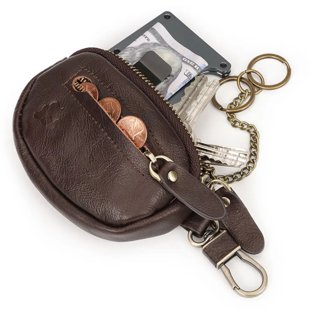 

KAVIS Coin Purse Genuine Leather Men Wallet Mini Short Zipper Soft Purses Key Bag Gift For Money Pocket Small Holder for Key