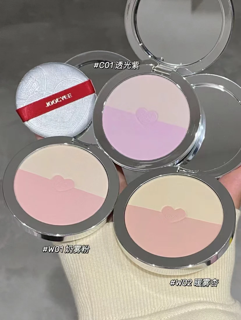 JOOCYEE Gem Sandwich Powder Two-color Makeup Setting Fog Matte Ddurable Honey Invisible Pores Oil Control Delicate