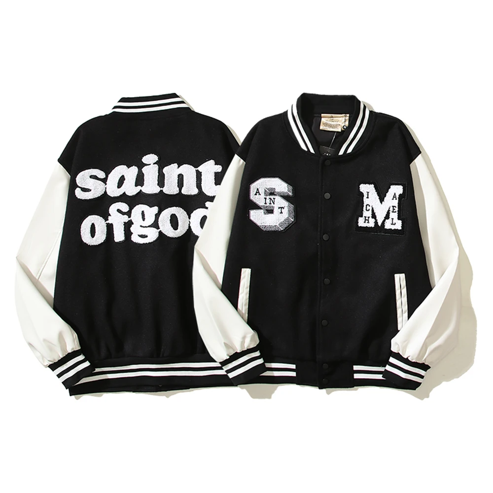 SAINT OF MICHAEL Fashion Streetwear Quality Embroidery Printed Tops Loose Oversize Sweatshirt Casual Jacket For Men Unisex