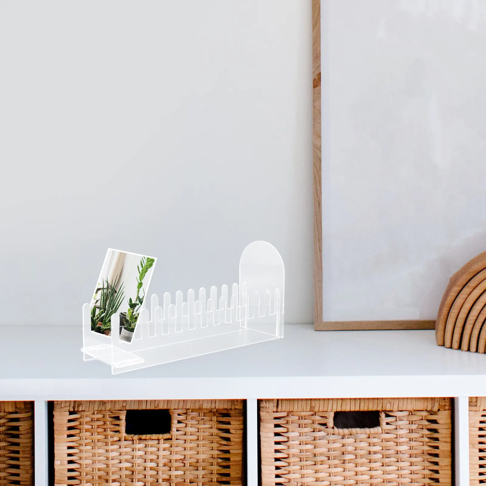 Acrylic Greeting Card Display Stand Clear Multi-Slot Desktop Postcard Holder Organizer Retail Vendor Event Card Rack Display