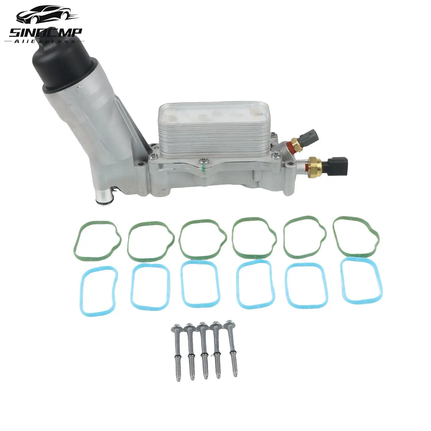 

1 комплект, алюминиевый адаптер масляного фильтра, корпус двигателя в сборе 68105583AF 68105583AE 5184294AE для Jeep Dodge Chrysler Ram