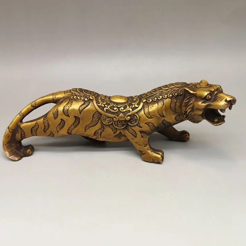 Antique Collection Animal Home Decoration Brass Tiger Living Room Ornament Craft