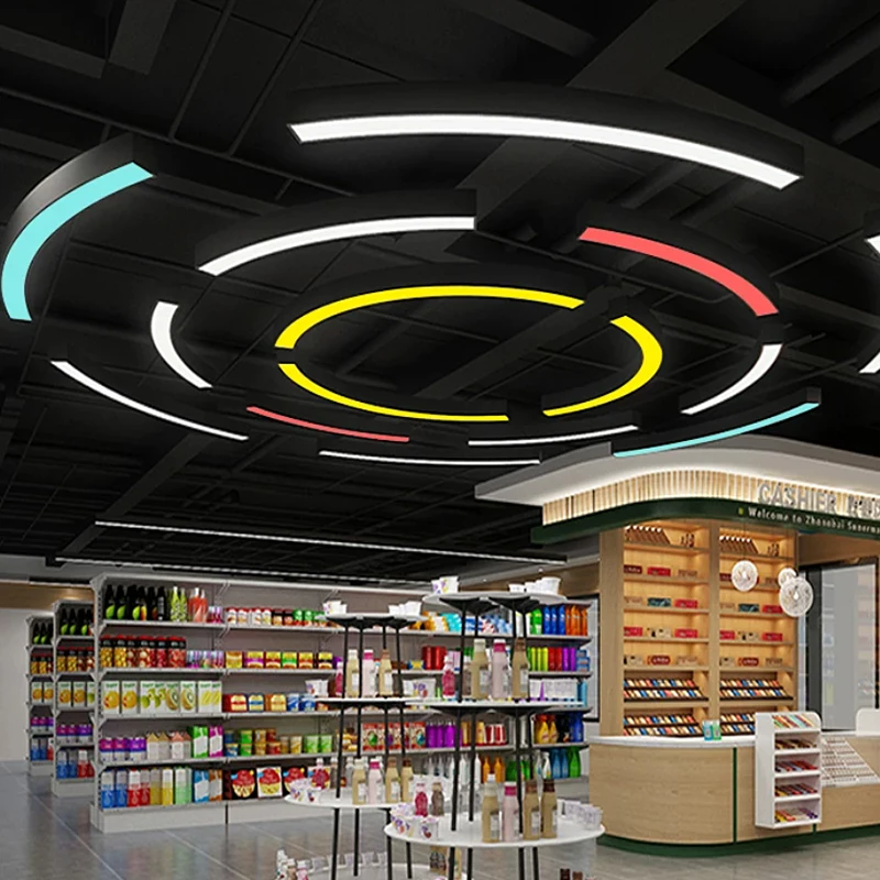 Adjustable Height LED Industrial S-Shape Ceiling Light C Curve Arc Design Pendant Lamp for Office/Workshop OEM/ODM