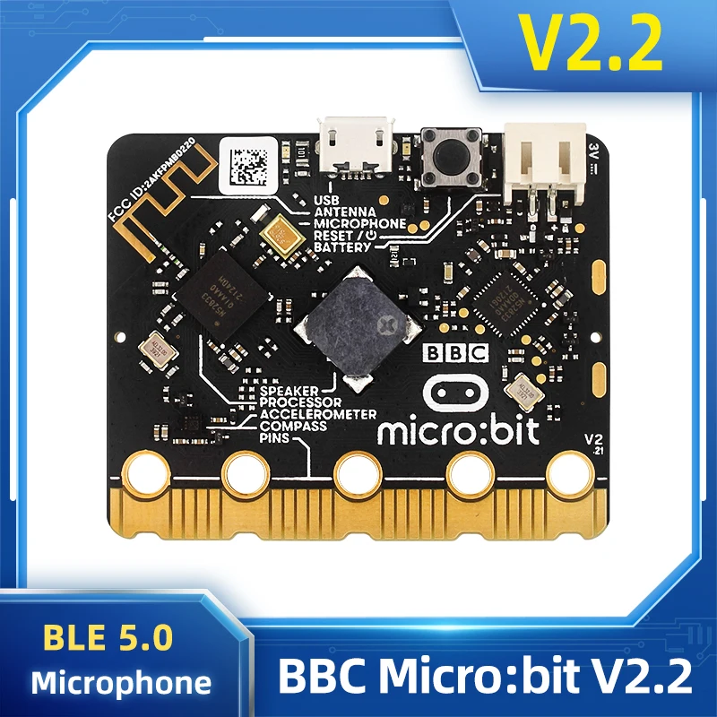 BBC Micro:bit V2.2 Upgraded Processor Capacitive Touch Sensor with Speaker Microphone BLE 5.0 LED Indicator Micro bit for Kids