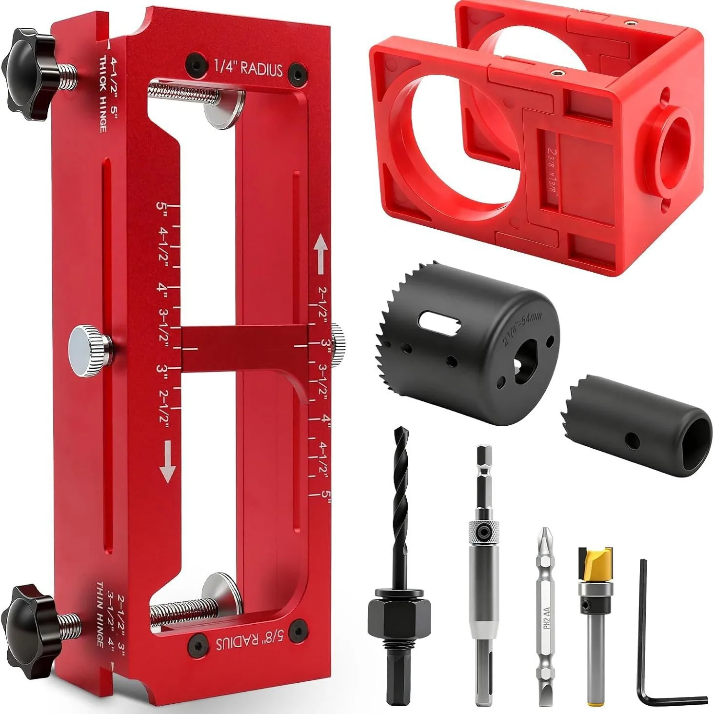 

Door Hinge Installation Kit Door Lock Hole Drilling Jig Woodworking Locator Template Opener Guide Tool Set for Cabinet Doors DIY