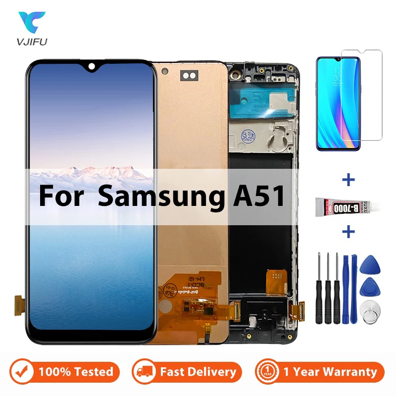 

A51 LCD For Samsung Galaxy A51 A515 A515FN/DS A515F Display With Touch Screen Digitizer Assembly Replacement 100% Tested 6.5"