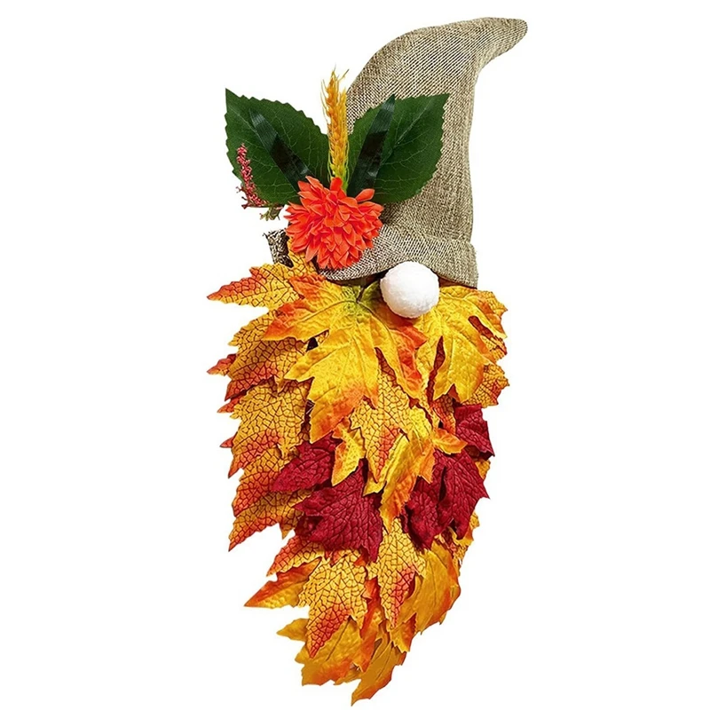 Christmas Fall Gnome Wreath, Fall Gnome Wreath Door Hanging, Fall Maple Leaf Wreath, Artificial Wreath Decorations