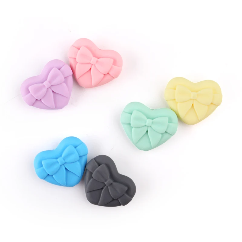 10Pcs Cute Star Love Heart Silicone Beads for Chain Suitable DIY Jewelry Making Necklace Keychain Beaded Pen Decoration BPA Free