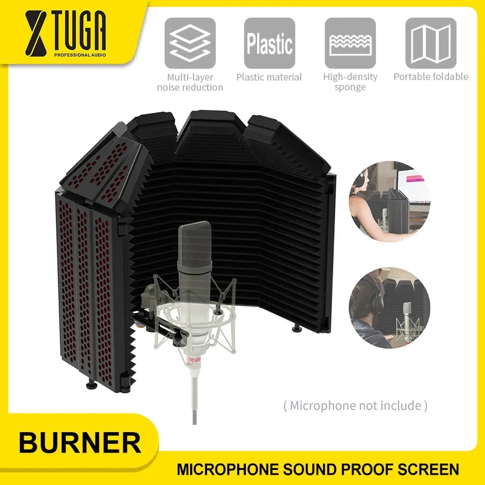 

XTUGA BURNER Professional Microphone Isolation Cover 5 Panel Adjustable Foldable Recording Studio Windproof Cover Live Streaming