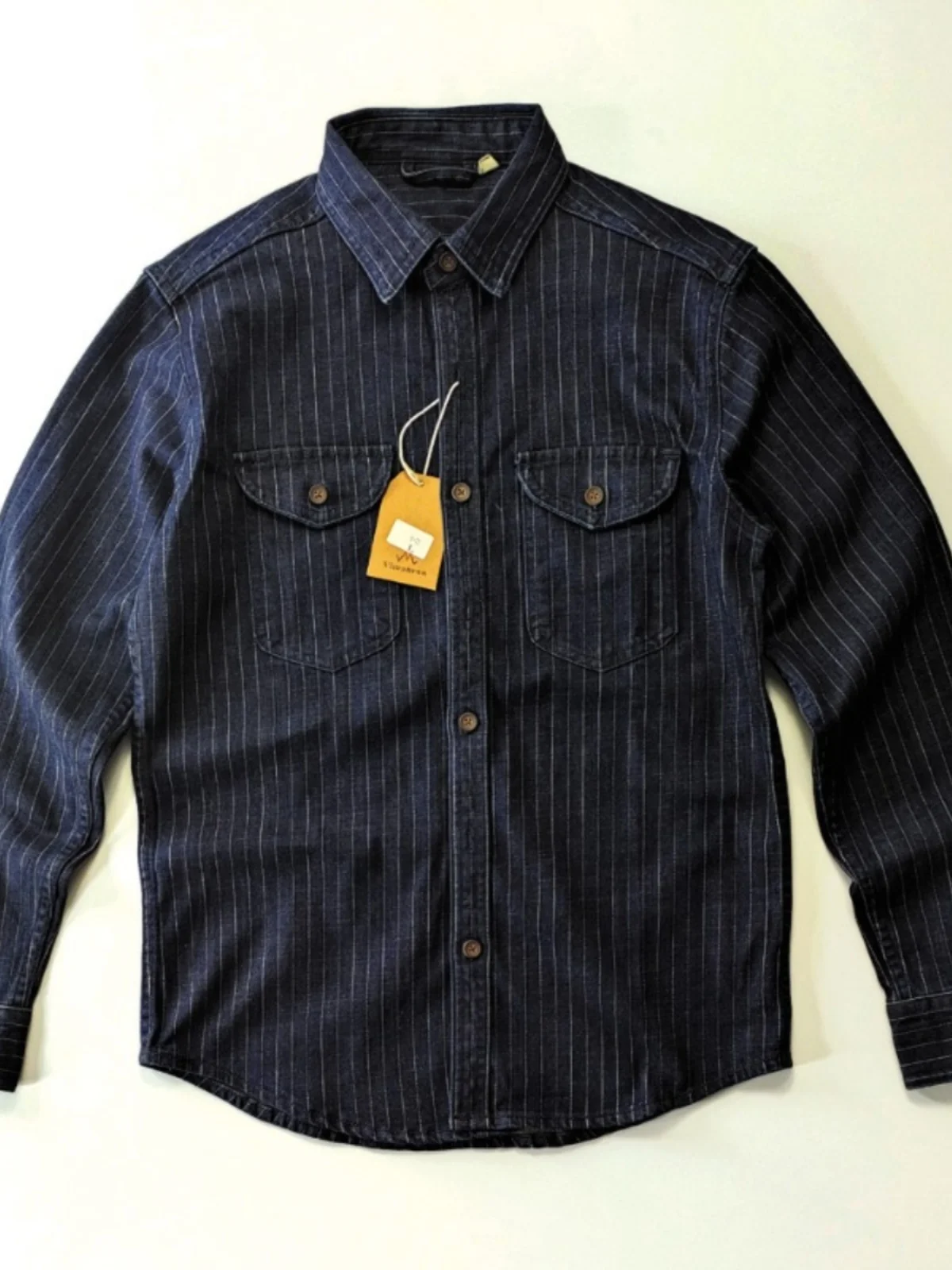 

Trendy Men's Casual Striped Denim irt Collared Long Sve Worn Resistant Spring Summer Faionable Loose Fit American Retro