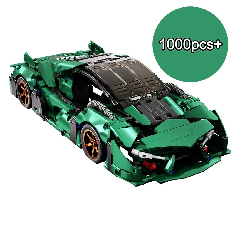 Technical Building Blocks Green Sports Car MOC Super Racing Building Blocks DIY tabletop decoration Model Birthday gifts For Kid