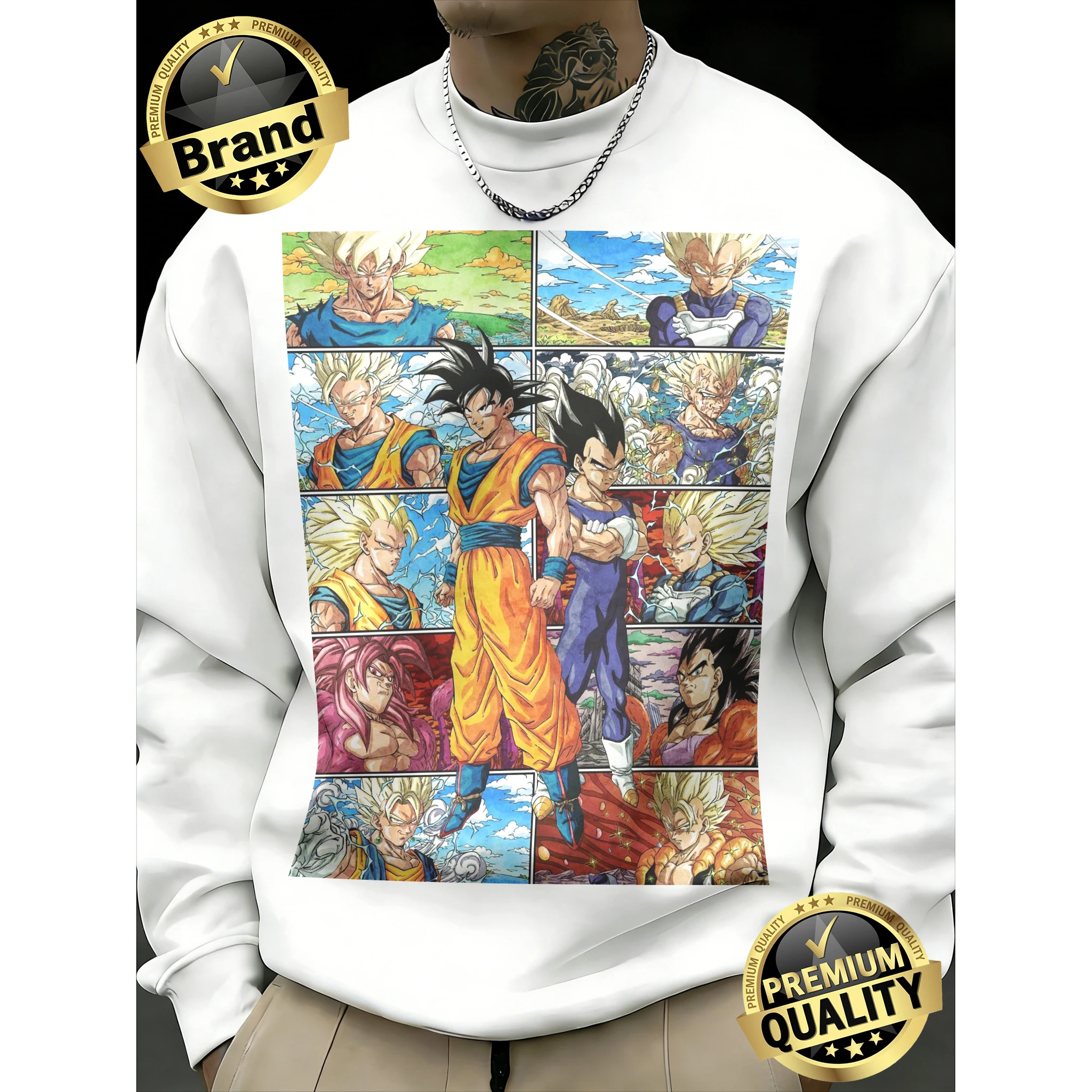 

2026 New Dragon Ball Anime Print Men's Cotton Sweatshirt Oversized Crew Neck Long Sleeve Fitness Streetwear Unisex Casual Top