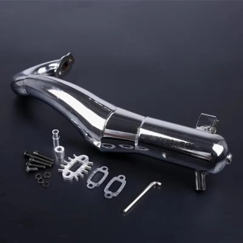 

Side mount Chrome Steel Hi performance tuned exhaust pipe with for 1/5 ROFUN KM HPI BAJA 5B 5T 5SC