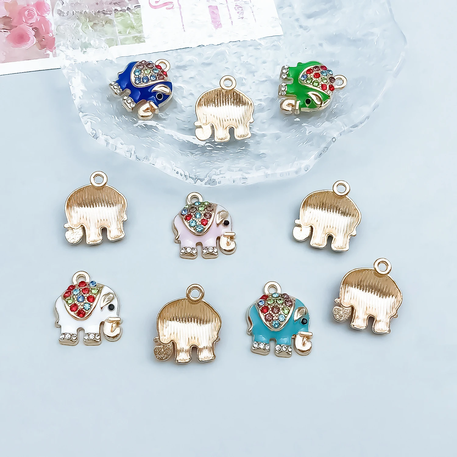 2pcs/10pcs Alloy Enamel Animal Series Elephant Pendant Jewelry Making DIY Earrings Charms for Jewelry Bracelets Necklace