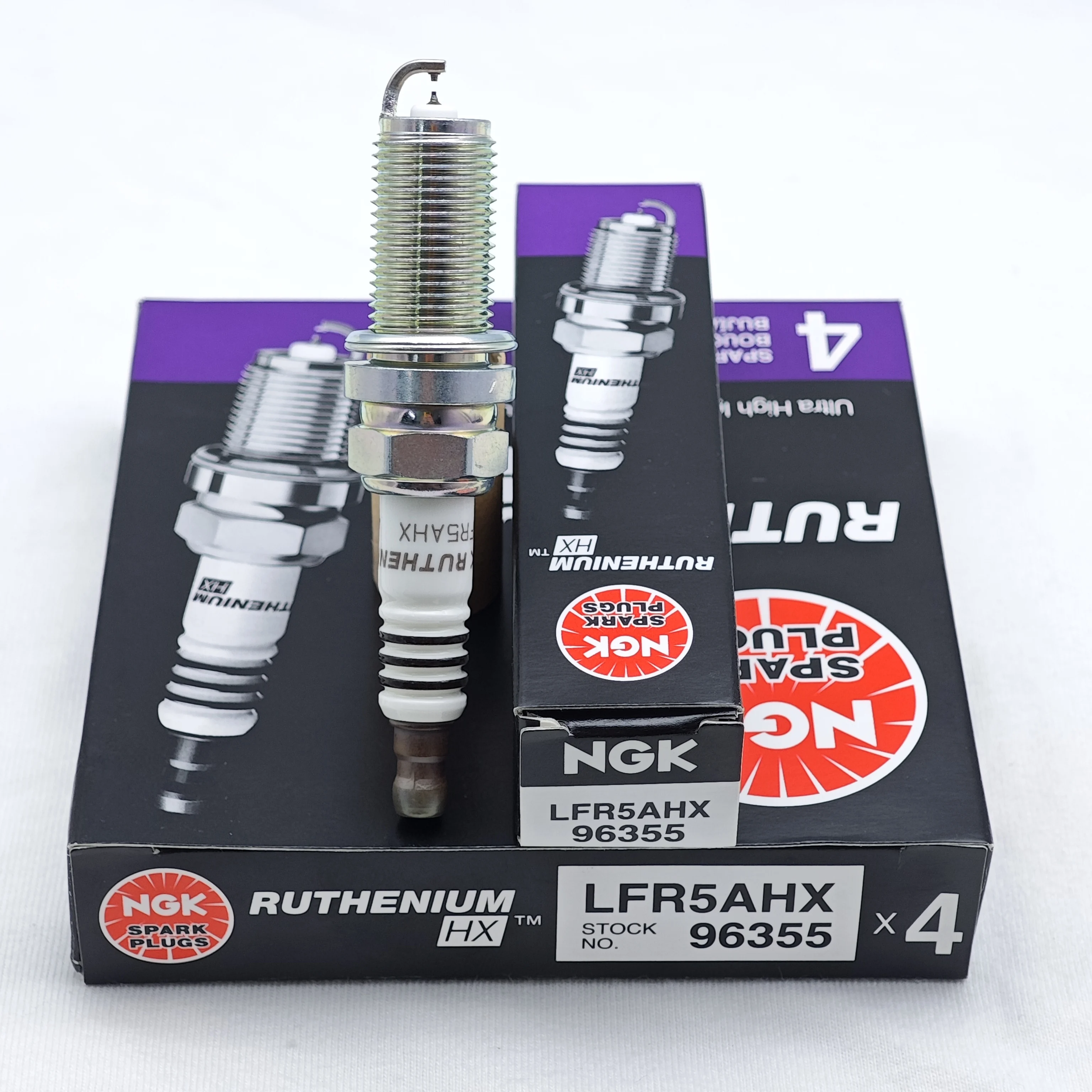 4pcs NGK Ruthenium HX Spark Plug LFR5AHX 96355 Upgrade DILFR5A11 ILFR5T11 IKH16TT IKH16 etc