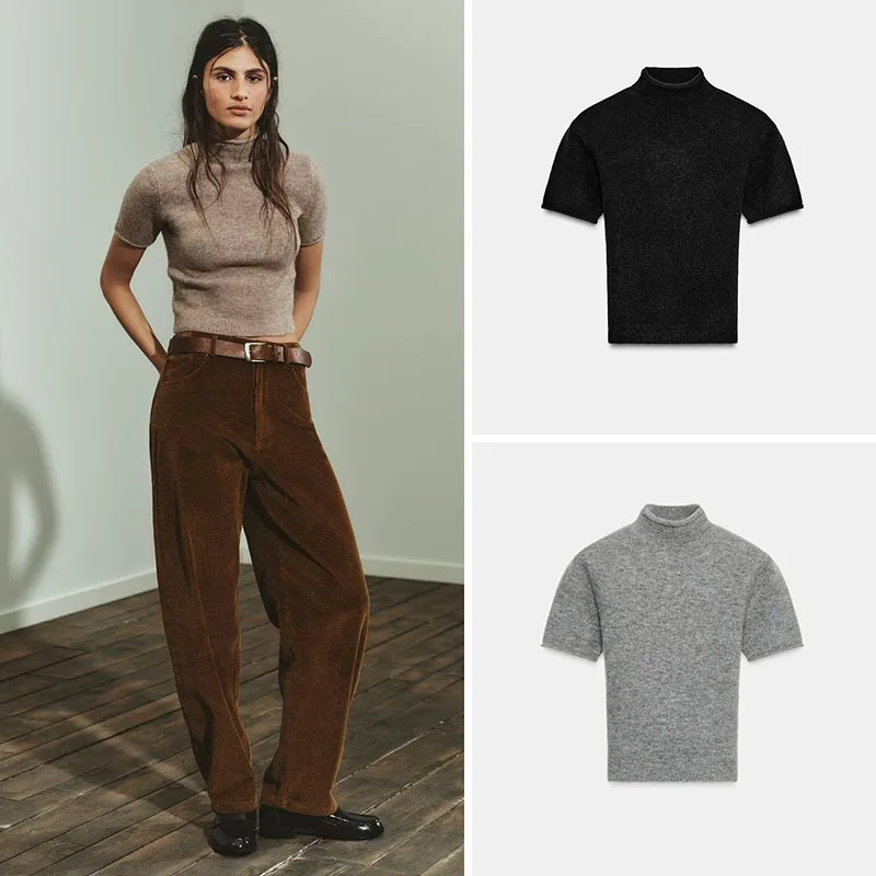 

Soft ort Sve Knitted Sweater ZA2025 Winter New Arrival Women's Faion Casual Fit Sle Comfortable Knitwear for Teens