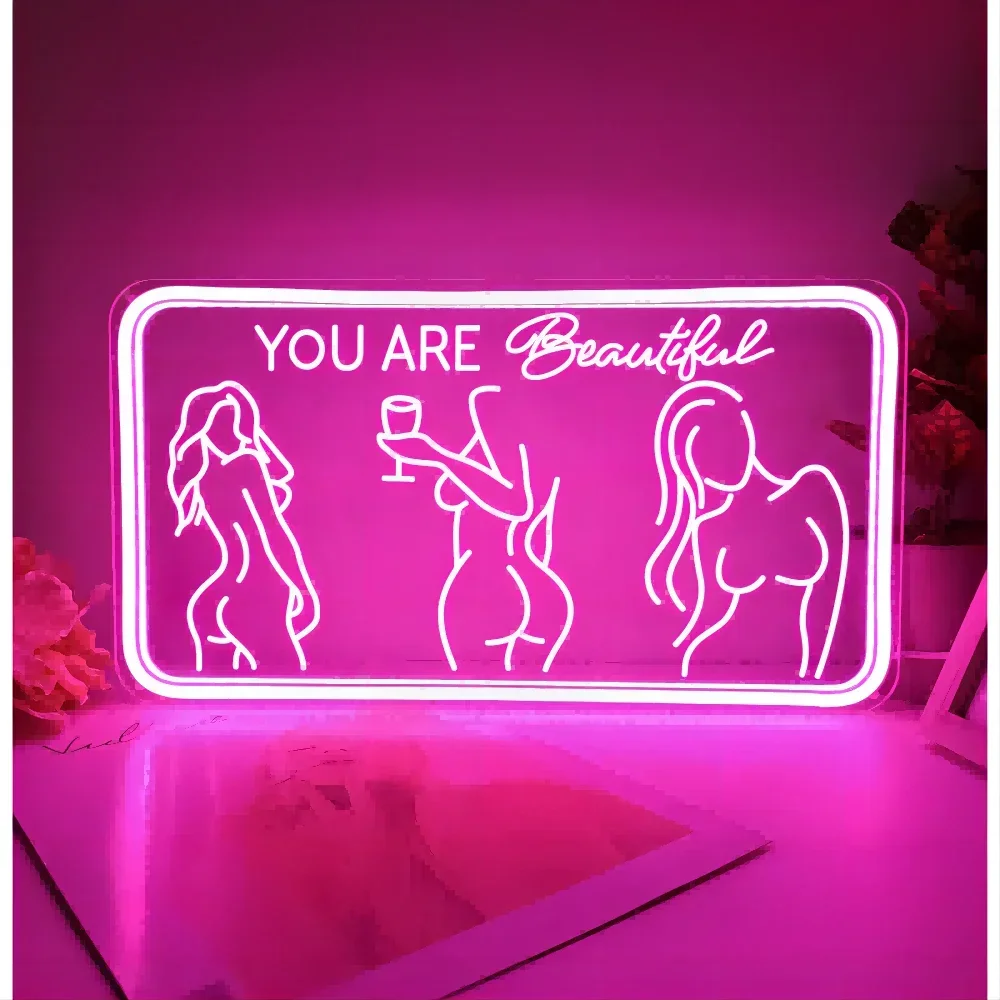 Lady Back Neon Sign LED Neon Lights Sign Carve For Room Decoration Gaming Room Decor Luminous Letter on The Wall Decor