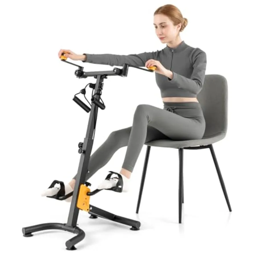 

Foldable Pedal Exerciser for Seniors Hand Arm Leg Knee Physical Therapy Exercise Bike with Adjustable Height Handgrip Resistanc