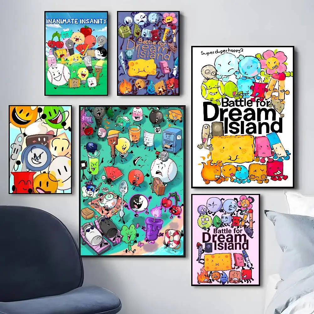 B-Battle For Dream Island Poster HD Home Decor Sticky Wall Waterproof Home Living Room Bar Aesthetic Decor