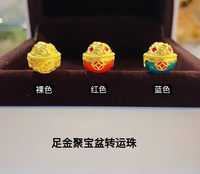 hot sale 100% real gold 999 charms 24k pure gold beads gold coins charms fine gold yuanbao charms gold paint beads diy 3 colors