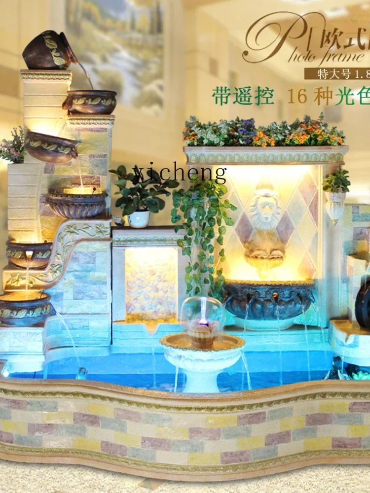 ZK Home Decoration Rockery Fountain Water Landscape Hotel Courtyard Fish Pond Cylinder Home Villa Living Room Big Decorations