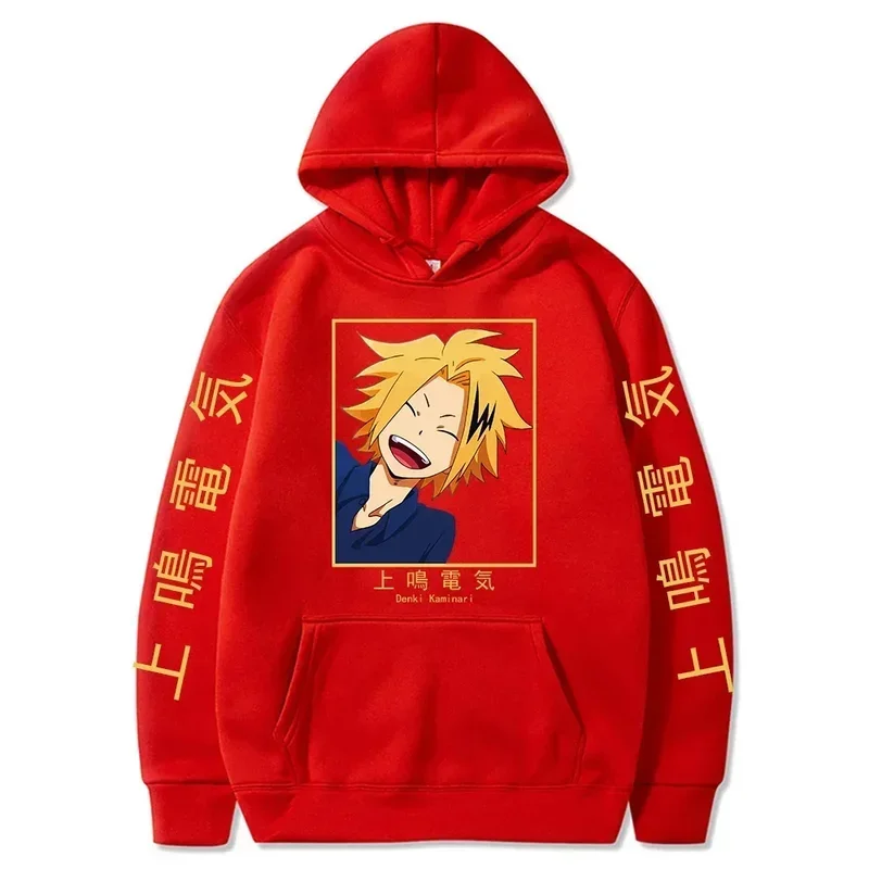 Anime Academia Hoodies Men Winter Long Sleeve Streetwear Cartoon Kaminari Denki Boku No Hero Academia Sweatshirts