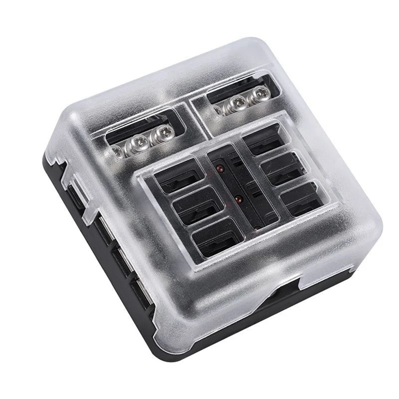 6 Way Waterproof Fuse Block,With LED Indicator Part Kit With Negative Marine Fuse Box For Dc12-24V Car Boat RV Truck