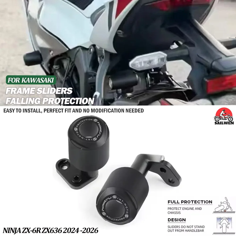 

Motorcycle Falling Protection Frame Slider Fairing Guard Crash Pad Protector For Kawasaki NINAJ ZX6R ZX636 2024 2025 2026