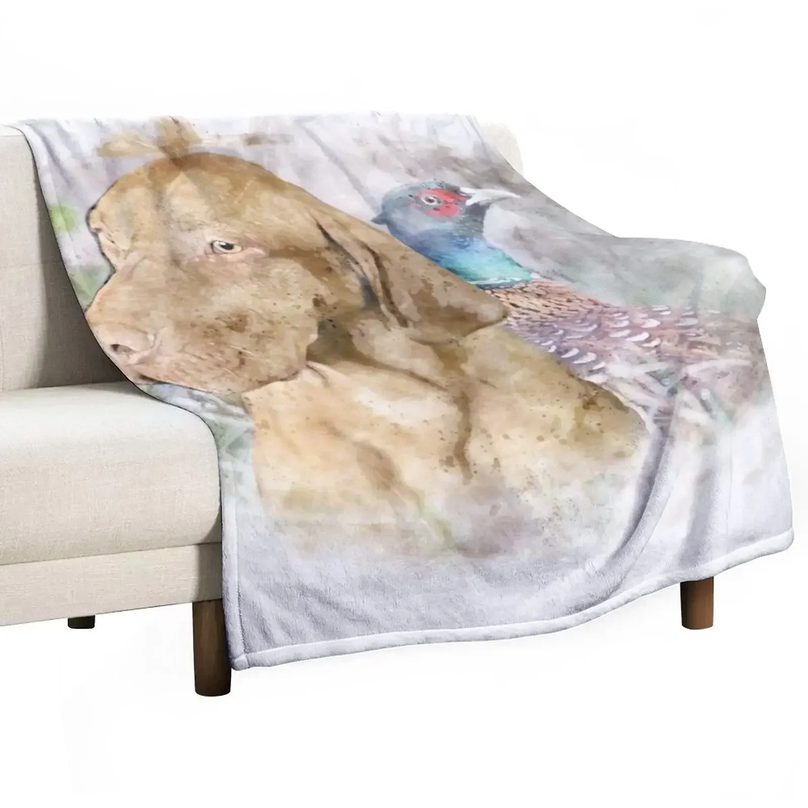 

Country style dog and pheasant Throw Blanket Hairy Warm Hairys Thin Blankets